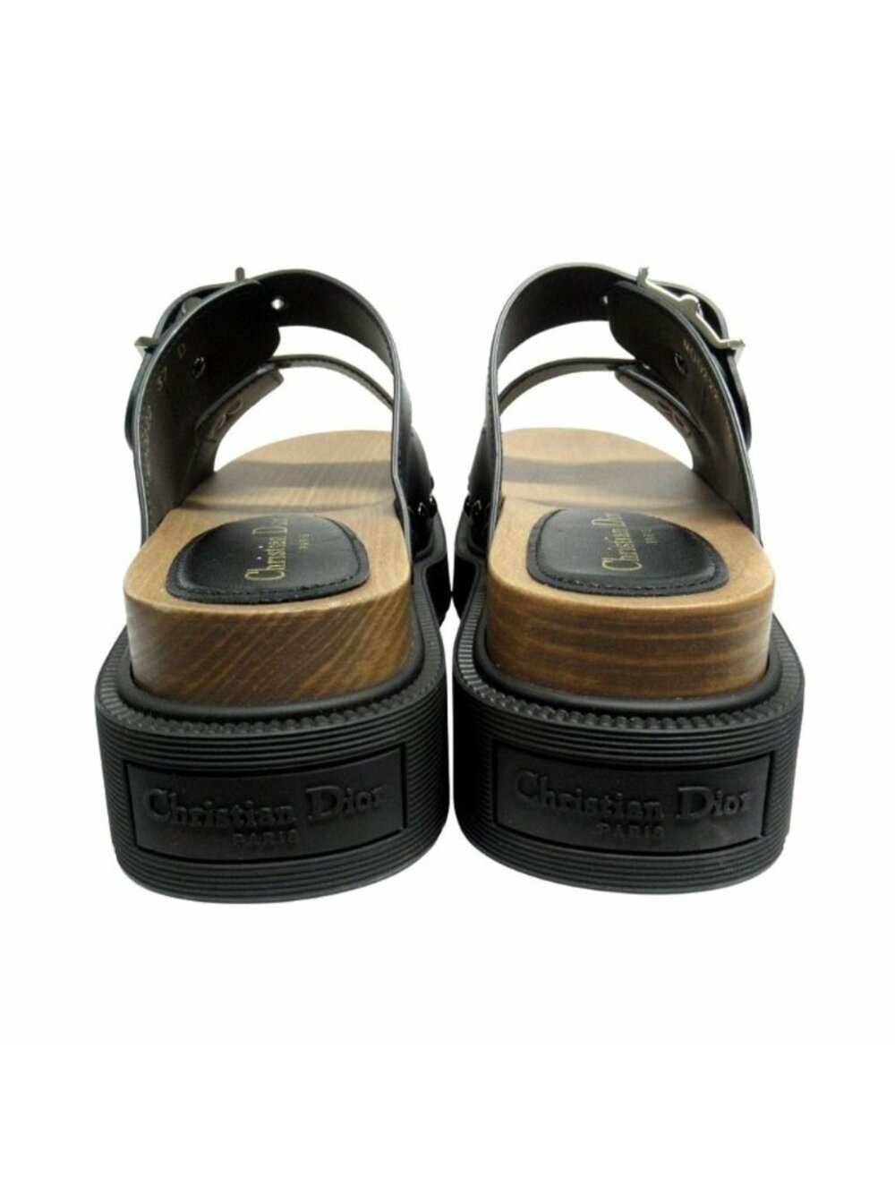Dior Quake Leather Strap Sandals Shoes 37 Black - Picture 5 of 9